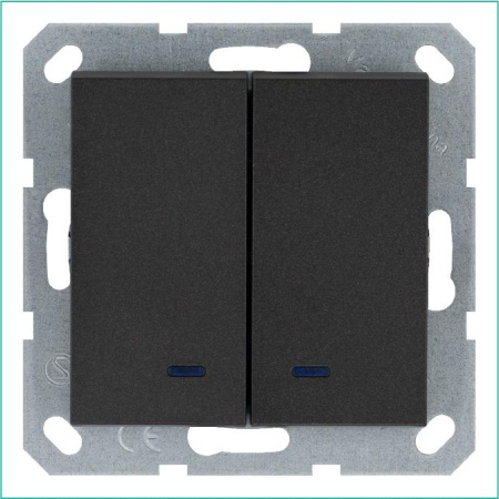 Выключатель 2-кл. 10А IP20 с подсветкой механизм антрацит  G3023NB