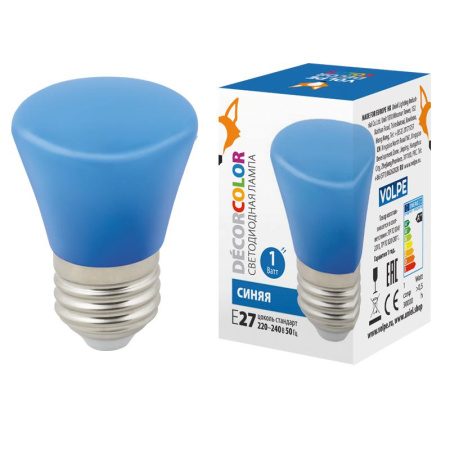 Лампа светодиодная LED-D45-1W/BLUE/E27/FR/С BELL Колокольчик 1Вт матовая син. E27 декоративная (упак. картон)  UL-00005639