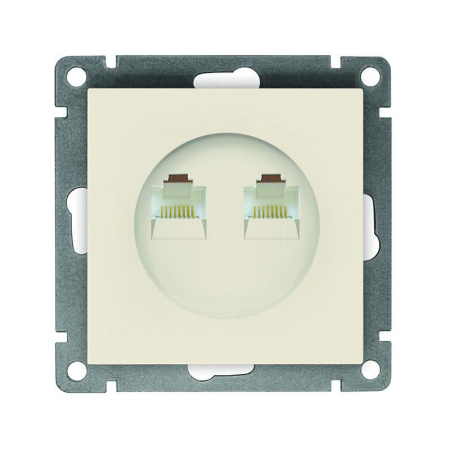 Розетка компьютерная 2-м СП Афина RJ45 кат.5E механизм сл. кость (ivory)  A1086-I