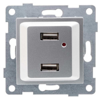 Розетка USB 2-м СП Ugra механизм серебр.  С11USB2-004