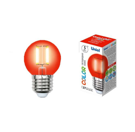 Лампа светодиодная LED-G45-5W/RED/E27 GLA02RD форма "шар" Air color красн. упак. картон  UL-00002986