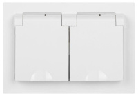 Розетка  Accent 6-210-01 2х2P+E Schuko с крышками штор. 16А-250В IP44 СУ AL/CU бел.  Б0063577