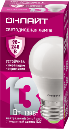 Лампа светодиодная 90 427 OLL-G45-13-230-4K-E27-FR (PRO 90-240В)  90427