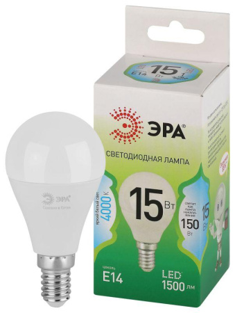 Лампа светодиодная GREEN LINE P45-15W-840-E14 GL E14 15Вт шар яркий свет бел.  Б0067045