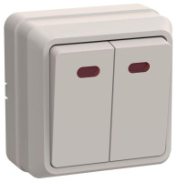Выключатель 2-кл. ОП Октава 10А IP20 ВС20-2-1-ОКм с индикацией крем.  EVO21-K33-10-DC