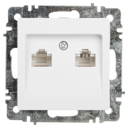 Розетка  Accent 6-304-01 информационная 2xRJ45 IP20 СУ бел.  Б0063646