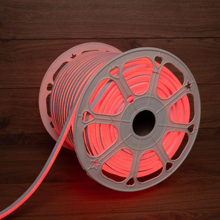 Шнур светодиодный гибкий неон LED SMD 8х16мм 120LED/м двустор. красн. (уп.100м)  131-092