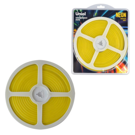 Лента светодиодная гибкая ULS-N01-2835-120LED/m-6mm-IP67-DC12V-9W/m-5M-YELLOW NEON (блист. 5м) свет желт.  UL-00009088
