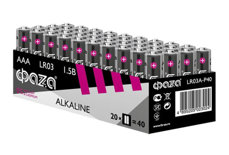 Элемент питания алкалиновый AAA/LR03 1.5В Alkaline Pack-40 (уп.40шт)  5023024