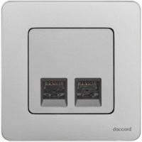 Розетка компьютерная 2-м Inspiria RJ45 кат.6 UTP механизм алюм. Leg 673842