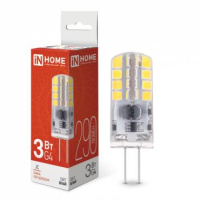 Лампа светодиодная LED-JC 3Вт капсульная прозрачная 4000К нейтр. бел. G4 290лм 12В  4690612036021