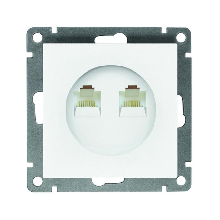 Розетка компьютерная 2-м СП Афина RJ45 кат.5E механизм бел.  A1086