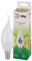 Лампа светодиодная GREEN LINE BXS-6W-830-E14 GL E14 6Вт свеча на ветру свет тепл.  Б0067119