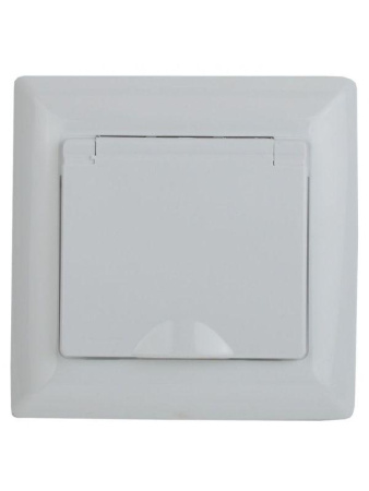 Розетка 1-м СП Solo 4-207-01 16А 250В IP20 2P+E Schuko с заземл. защ. шторки защ. крышка бел.  Б0053689