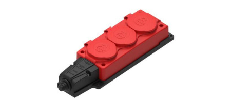 Колодка удлинителя 3-м MultiSet 2К+З 16А 250В IP44 каучук красн. SE MST4123RD