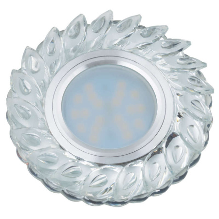 Светильник декоративный Luciole DLS-L128 GU5.3 CHROME/CLEAR GU5.3 встраив. доп. светодиод. подсветка 3Вт без лампы основание метал. хром отделка матов. пластик. бел.  UL-00002707