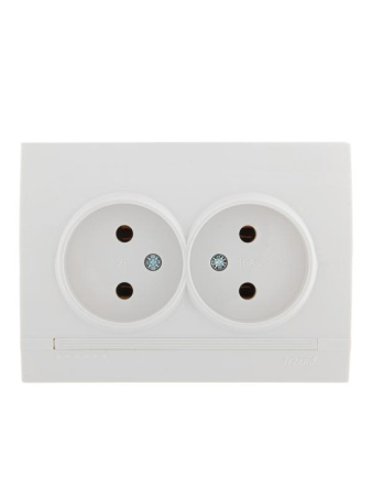 Розетка 2-м СП Deriy 16А IP20 без заземл. керамика бел./бел.  702-0202-128