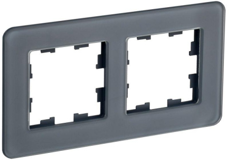 Рамка 2-м BRITE РУ-2-2-Бр стекло графит RE  BR-M22-G-41-K53