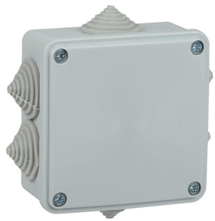 Коробка распаячная ОП КМ 100х100х45 IP44 6 вводов (RAL7035)  UKO11-100-100-045-K41-44