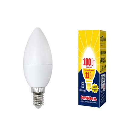Лампа светодиодная LED-C37-11W/WW/E14/FR/NR Norma 11Вт матовая E14 (упак. картон)  UL-00003812
