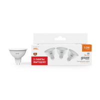 Лампа светодиодная Basic 5.5Вт MR16 3000К GU5.3 490лм (уп.3шт)  10135162T