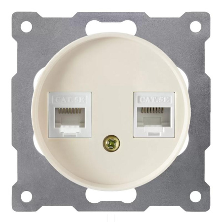 Розетка компьютерная 2-м СП Florence RJ45 кат.5E механизм беж. (1E20901301)  2172795