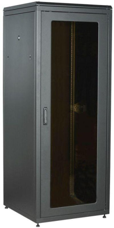 Шкаф сетевой LINEA N 18U 800х800мм стекл. передняя дверь задняя металлическая черн.  LN05-18U88-GM