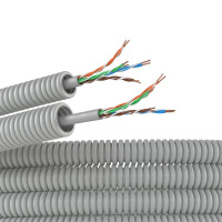 Электротруба ПВХ гибкая гофрированная d16мм с кабелем витая пара 5EU/UTP нг(А)-HF (уп.50м) сер.  9EU91650