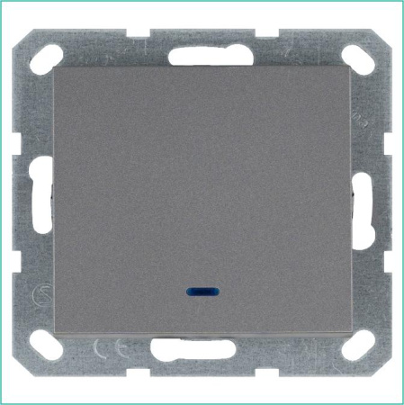 Выключатель 1-кл. 10А IP20 с подсветкой механизм алюм.  G3011NS
