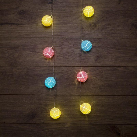 Гирлянда светодиодная "Карамельки" 1.5м 10LED тепл. бел. 0.1Вт IP20 провод ПВХ прозр. элементы питания 2хAA (не в компл.)  303-082