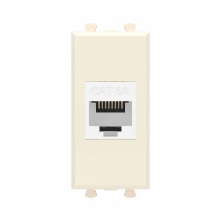Розетка компьютерная 1мод. Avanti "Ванильная дымка" RJ45 кат.6A без шторок модульная механизм  4405671