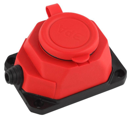 Колодка удлинителя 1-м с заземл. 16А IP44 K-1e-RED-IP44 каучук красн.  Б0044550