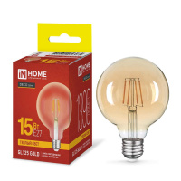 Лампа светодиодная филаментная LED-GL125-deco gold шар золотистая 15Вт 230В E27 3000К 1390лм  4690612056074