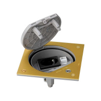 Основа влагостойкая 2P+E Schuko К45 с коннект. RJ45 катег.5e UTP IP66 с роз. с замком латунь  KSE15USEC-23-71