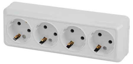 Розетка 4-м ОП Quadro 2-208-01 16А IP20 250В 4х2P+Е бел.  Б0053838