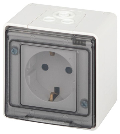 Розетка Эксперт 11-2502-01 2P+E IP55 шторки 16А-250В ОУ бел.  Б0063280