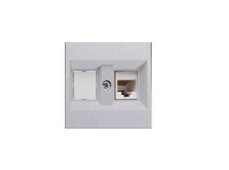 Розетка компьютерная 2-м СП Karea 16А IP20 RJ45 кат.5 механизм сереб.  57065035