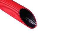Труба гофрированная двустенная ПНД/ПВД d63/52мм с протяжкой с муфтой и 2 уплотн. кольцами красн. (уп.50м)  Т2-КЛ0-063К(50)