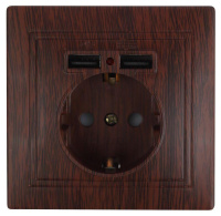 Розетка+USB 1-410-10 IP20 СУ Plano венге (10/100/2500) защ. шторки  Б0053948