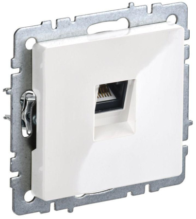 Розетка компьютерная СП RJ45 кат.6 BRITE РК11-БрБ механизм бел.  BR-K10-2-K01