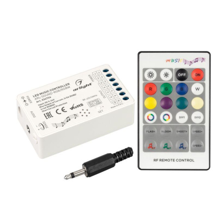 Аудиоконтроллер ARL-SOUND-RGB/RGBW (12-24В 4х4А RF ПДУ 24кн) (IP20 пластик)  034726