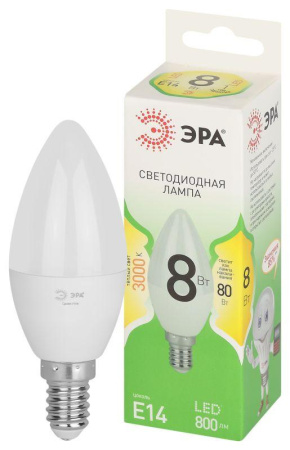 Лампа светодиодная GREEN LINE B35-8W-830-E14 GL E14 8Вт свеча свет тепл.  Б0067133