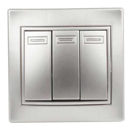 Выключатель 3-кл. СП Plano 10А IP20 1-106-03 250В алюм.  Б0053791