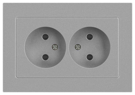 Розетка Accent 6-204-03 2х2P 16А-250В IP20 СУ AL/CU алюм.  Б0063453