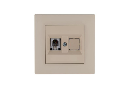 Розетка компьютерная CAT 5+гнездо Karea RIZZ крем  88010035
