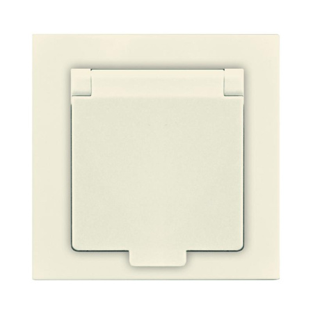 Розетка 1-м СП Афина 16А IP20 с заземл. с крышкой в сборе сл. кость (ivory)  A0029-I