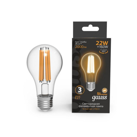 Лампа светодиодная филаментная Black Filament 22Вт A70 грушевидная 2700К тепл. бел. E27 2000лм  102902122