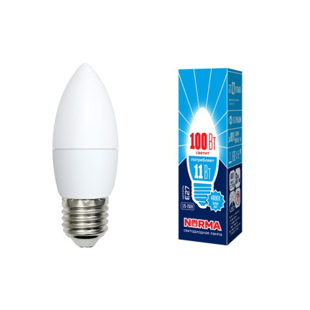 Лампа светодиодная LED-C37-11W/NW/E27/FR/NR Norma 11Вт матовая E27 (упак. картон)  UL-00003814