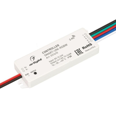 Контроллер SMART-UNI-RGBW (12-24В 4х1.5А 2.4G) (IP20 пластик)  031610