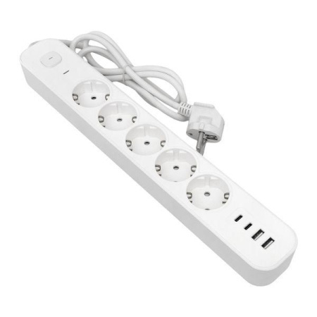 Удлинитель 5х5м IP20 2USB 2.4А+2type-C LUX 1.5кв.мм  UBA-LUX-505-TC